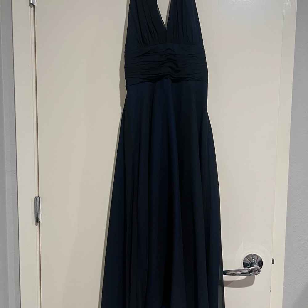 Donna Morgan Navy Blue Halter Maxi Dress